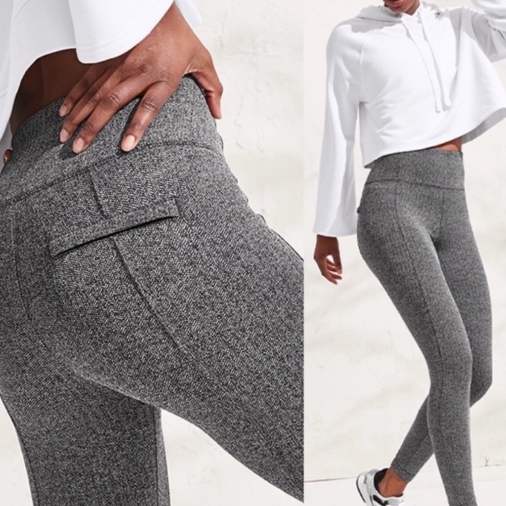 Athleta Gray Herringbone Leggings Small Tall